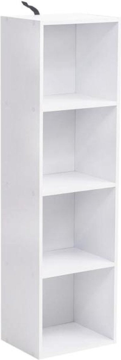 Happyment Boekenkast Hilda - Opbergrek - 4 Lagen - Open Planken - Kantoor - Woonkamer - Slaapkamer - 30x24x106 cm - Wit