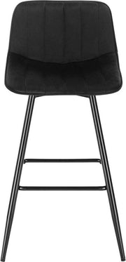 Barkruk Merlito - Industrial - Zwart - Barkrukken set van 2 - Barstoel Kruk - Barstoelen met rugleuning - Keukenstoel - Velvet