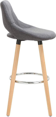 Barkruk - Industrial Design - Donkergrijs - Stoffen Barstoel met Rugleuning - Set van 1 - Keukenstoel