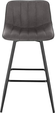 Luxe Barkurk Mambia - Industrial - Grijs - Barkrukken set van 1 - Barstoel Kruk - Barstoelen met rugleuning - Keukenstoel - Velvet