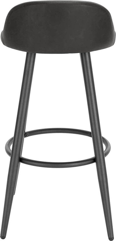 Leren Barkruk - Ergonomisch - Antraciet - Kleine rugleuning - Zithoogte 69cm