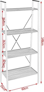 Happyment Boekenkast Baldi - 4 lagen - Wit/Oak - Boekenrek - Woonkamer, slaapkamer en kinderkamer - Hout - Wit - 60x35x148cm