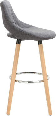Barkruk Modern Hilton - Industrial - Donkergrijs - Barkrukken set van 1 - Barstoel Kruk - Barstoelen met rugleuning - Keukenstoel - Stof