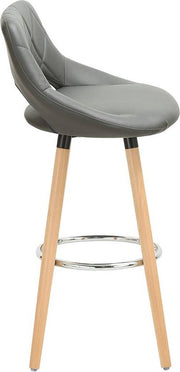 Barkruk Modern Hilton - Industrial - Grijs - Barkrukken set van 1 - Barstoel Kruk - Barstoelen met rugleuning - Keukenstoel - Kunstleer