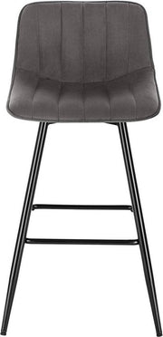 Bolt Edge Barkruk - Industrial - Grijs - Set van 1 - Velvet - Rugleuning - Keukenstoel