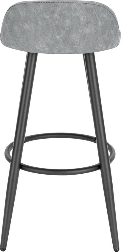 Bolt Edge Leren Barkruk - Grijs - Ergonomisch - Kleine rugleuning - Zithoogte 69cm - Set van 1