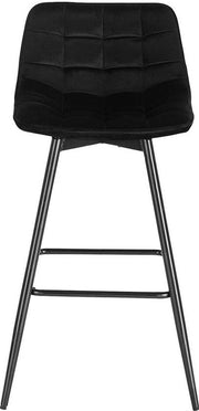 Barkruk Nisa Industrial - Zwart - Barkrukken set van 2 - Barstoel Kruk - Barstoelen met rugleuning - Keukenstoel - Velvet
