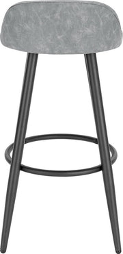 Leren Barkrukken Cardiff - Set van 2 - Grijs - Met rugleuning - Barstoelen ergonomisch - Keuken - Zithoogte 69cm