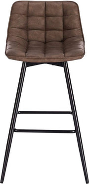 Barkruk Maro Industrial - Bruin - Barkrukken set van 2 - Barstoel Kruk - Barstoelen met rugleuning - Keukenstoel - Kunstleer