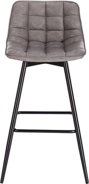 Barkruk Miso Industrial - Donkergrijs - Barkrukken set van 2 - Barstoel Kruk - Barstoelen met rugleuning - Keukenstoel - Kunstleer