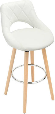 Barkruk Modern Hilton - Industrial - Wit - Barkrukken set van 1 - Barstoel Kruk - Barstoelen met rugleuning - Keukenstoel - Kunstleer