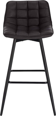 Barkruk Zizi Industrial - Antraciet - Barkrukken set van 2 - Barstoel Kruk - Barstoelen met rugleuning - Keukenstoel - Kunstleer