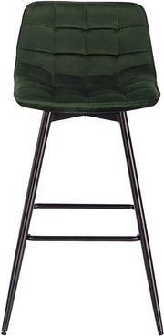Barkruk Misa Industrial - Donkergroen - Barkrukken set van 2 - Barstoel Kruk - Barstoelen met rugleuning - Keukenstoel - Velvet