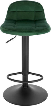 Luxe Barkruk Pluto - Industrial - Donkergroen - Barkrukken set van 2 - Barstoel Kruk - Barstoelen met rugleuning - Keukenstoel - In hoogte verstelbaar - Velvet