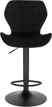 Barkruk Otta - Industrial - Zwart - Barkrukken set van 1 - Barstoel Kruk - Barstoelen met rugleuning - Keukenstoel - In hoogte verstelbaar - Velvet