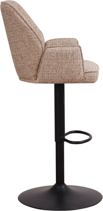 Barkruk deluxe met rugleuning en armleuning - Wit - Modern Design - Voetsteun - Voor Keuken en Bar - Set van 1 - Chenille