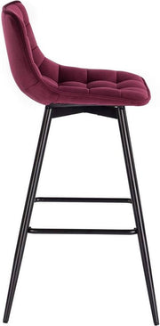 Bolt Edge Barkruk - Industrial - Rood - Velvet - Met rugleuning - Set van 2