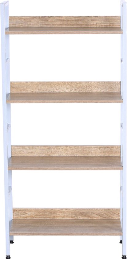 Bolt Edge Boekenkast Bila - 4 Planken - Vintage Wit/Oak - Kantoor - Woonkamer - Industrieel