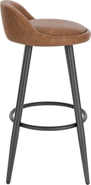 Leren Barkruk - Bruin - Ergonomisch - Kleine rugleuning - Zithoogte 69cm - Set van 1