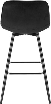 Barkruk Merlito - Industrial - Zwart - Barkrukken set van 2 - Barstoel Kruk - Barstoelen met rugleuning - Keukenstoel - Velvet