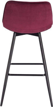 Barkruk Jitta Industrial - Rood - Barkrukken set van 2 - Barstoel Kruk - Barstoelen met rugleuning - Keukenstoel - Velvet