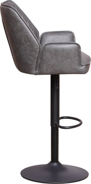 Barkruk - Met rugleuning en armleuning - Antraciet - Modern Design - Voetsteun