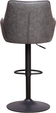 Happyment Barkruk Divo - Met rugleuning en armleuning - Antraciet - Modern Design - Voetsteun - Voor Keuken en Bar - Set van 1 - Microvezel