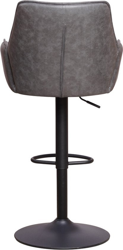 Happyment Barkruk Divo - Met rugleuning en armleuning - Antraciet - Modern Design - Voetsteun - Voor Keuken en Bar - Set van 1 - Microvezel