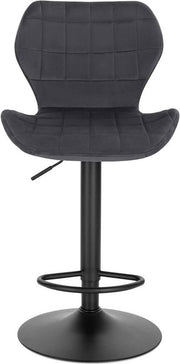 Barkruk Otta - Industrial - Donkergrijs - Barkrukken set van 1 - Barstoel Kruk - Barstoelen met rugleuning - Keukenstoel - In hoogte verstelbaar - Velvet