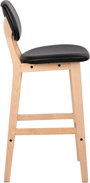 Barkrukken - Set van 2 - Houten Frame - Zwart - Ergonomisch - Met Rugleuning - Zithoogte 65 cm