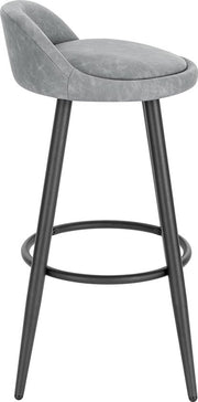 Leren Barkrukken Cardiff - Set van 2 - Grijs - Met rugleuning - Barstoelen ergonomisch - Keuken - Zithoogte 69cm