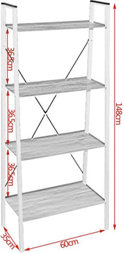 Happyment Boekenkast Udi industrieel - 4 lagen - Wit - Boekenrek - Woonkamer, slaapkamer en kinderkamer - Hout - Wit - 60x35x148cm