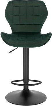 Barkruk Otta - Industrial - Donkergroen - Barkrukken set van 1 - Barstoel Kruk - Barstoelen met rugleuning - Keukenstoel - In hoogte verstelbaar - Velvet