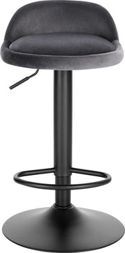 Barkrukken Poly - Set van 2 - Met rugleuning - Velvet - Barstoelen ergonomisch - Keuken - Grijs - Verstelbaar in hoogte - Zithoogte 61-82cm