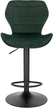 Bolt Edge Barkruk - Industrial - Donkergroen - Velvet - Verstelbaar - Met rugleuning - Set van 1