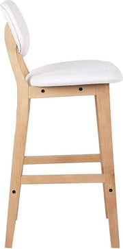 Barkrukken Riva - Set van 2 - Met rugleuning - Houten frame - Barstoelen ergonomisch - Keuken - Wit - Zithoogte 65cm