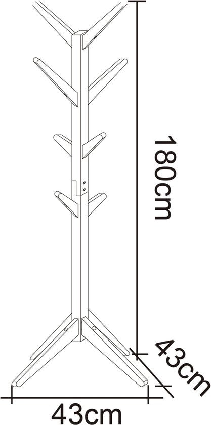 Happyment Staande kapstok deluxe - 8 haken - Kapstok staand - Premium hout - 180cm - Wit