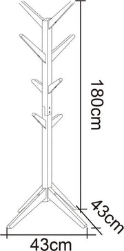 Staande Kapstok - Premium Hout - 8 Haken - Wit - 180cm Hoog