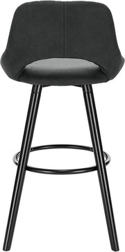 Barkruk Modern Hilton - Industrial - Antraciet - Barkrukken set van 1 - Barstoel Kruk - Barstoelen met rugleuning - Keukenstoel - Stof