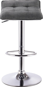 Barkruk - Donkergrijs - Linnen - Verstelbaar - Mini rugleuning - Zithoogte 62-84cm - Set van 1