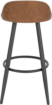 Leren Barkruk - Bruin - Ergonomisch - Kleine rugleuning - Zithoogte 69cm - Set van 1