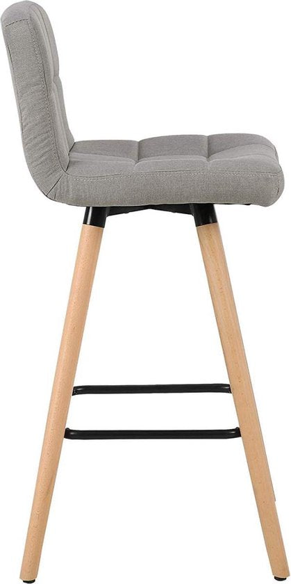 Barkruk Zilda - Met hoge rugleuning - Linnen - Barstoelen - Ergonomisch - Zithoogte 70cm - Grijs - Set van 2 - Keuken en bar