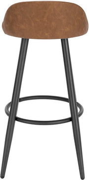 Leren Barkruk Malino - Barstoelen ergonomisch - Set van 1 - Bruin - Met kleine rugleuning - Voor Keuken & bar - Zithoogte 69cm