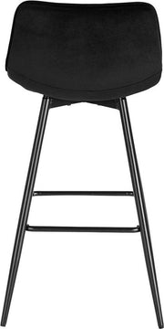 Barkruk Nisa Industrial - Zwart - Barkrukken set van 2 - Barstoel Kruk - Barstoelen met rugleuning - Keukenstoel - Velvet