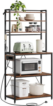 Opbergkast - Keuken orginazer - Wandkast – Voor keuken / woonkamer – Met stopcontact – Rustic brown - Maat L