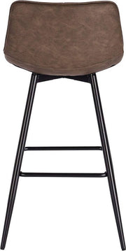 Barkruk Maro Industrial - Bruin - Barkrukken set van 2 - Barstoel Kruk - Barstoelen met rugleuning - Keukenstoel - Kunstleer