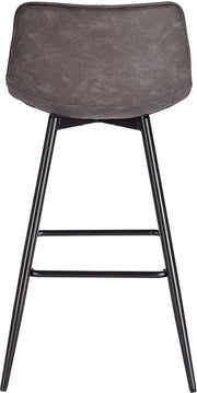 Barkruk Miso Industrial - Donkergrijs - Barkrukken set van 2 - Barstoel Kruk - Barstoelen met rugleuning - Keukenstoel - Kunstleer