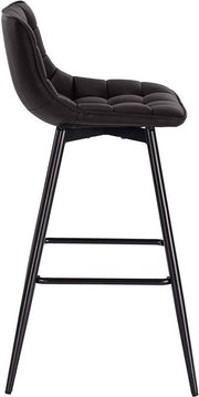 Barkruk Zizi Industrial - Antraciet - Barkrukken set van 2 - Barstoel Kruk - Barstoelen met rugleuning - Keukenstoel - Kunstleer