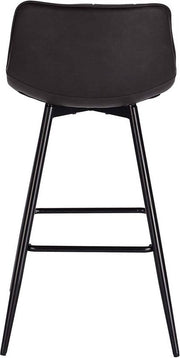 Barkruk Zizi Industrial - Antraciet - Barkrukken set van 2 - Barstoel Kruk - Barstoelen met rugleuning - Keukenstoel - Kunstleer