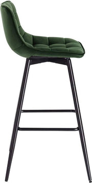 Barkruk Misa Industrial - Donkergroen - Barkrukken set van 2 - Barstoel Kruk - Barstoelen met rugleuning - Keukenstoel - Velvet
